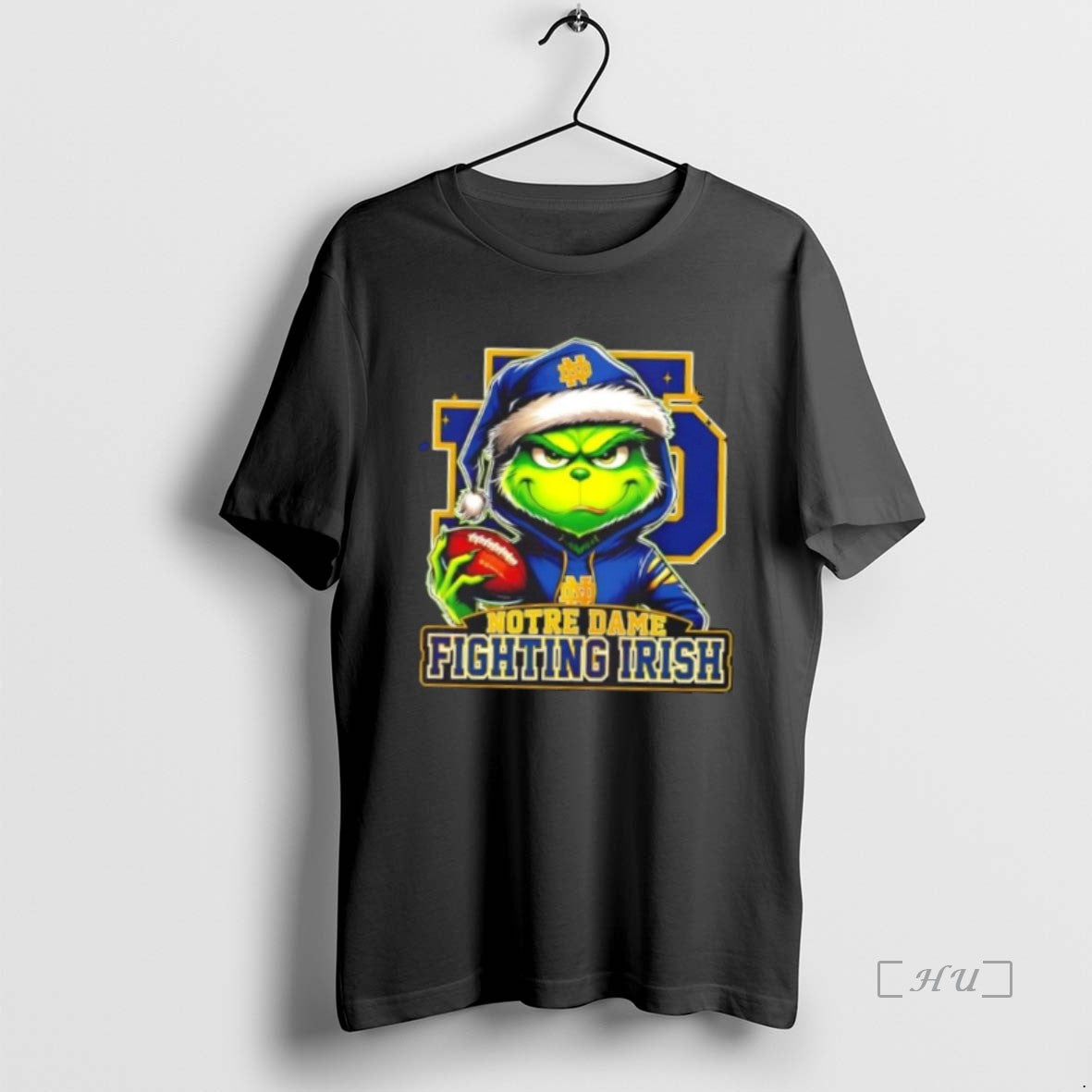 Officials Grinch Is Holding A Ball And Smiling At Notre Dame Fighting Irish Fans Christmas Shirt Hoodie Sweatshirt
