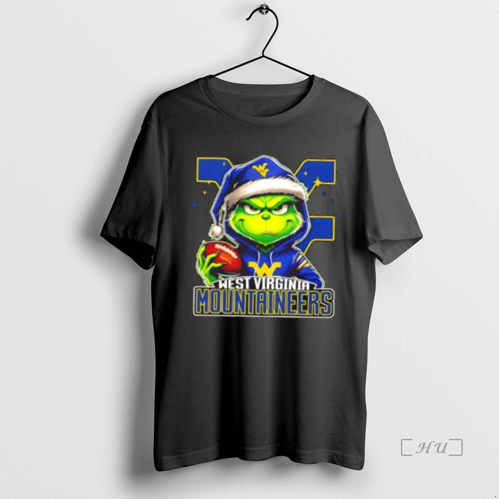 Officials Grinch Is Holding A Ball And Smiling At West Virginia Mountaineers Fans Christmas Premium Shirt Hoodie Sweatshirt