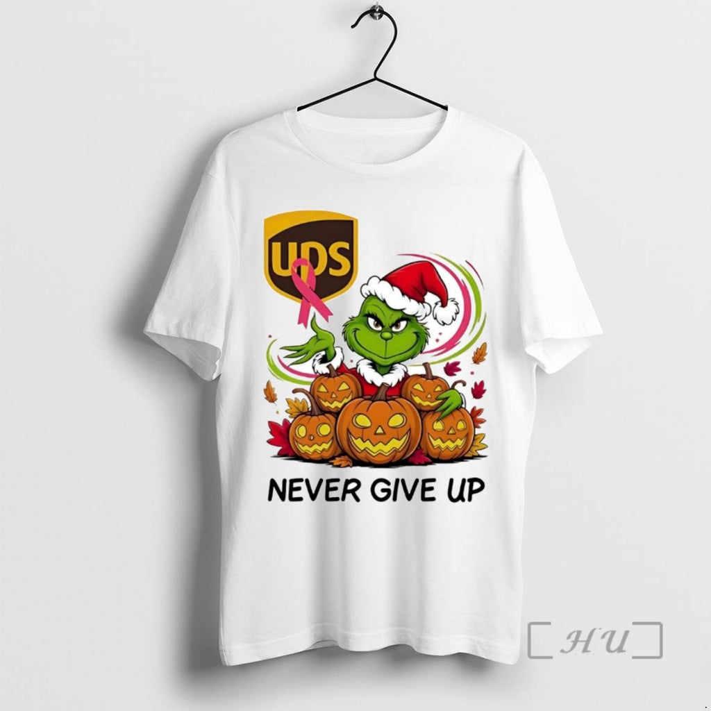 Officials Grinch Pumpkin Ups Never Give Up Breast Cancer Awareness T Shirt Sweater
