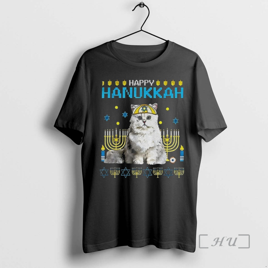 Officials Happy Hanukkah Cat Menorah Jewish Holiday Shirt Hoodie Sweatshirt | PurePodTees.com
