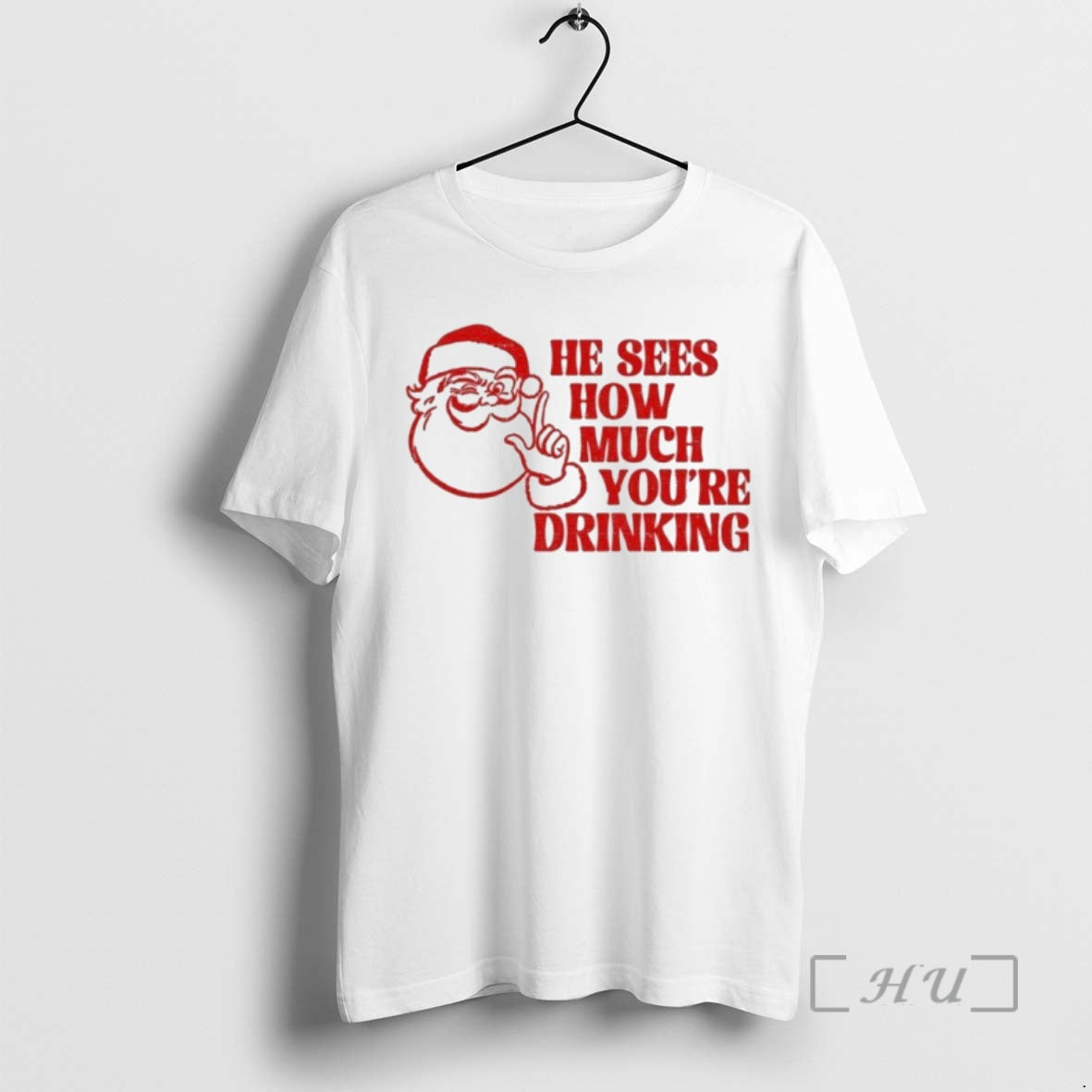 Officials He Sees How Much Youre Drinking Santa Xmas Shirt Hoodie Sweatshirt | PurePodTees.com