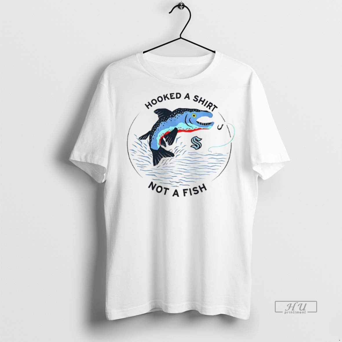 Officials Hooked A Not A Fish Seattle Kraken Hockey Nhl 2025 Logo Premium Shirt Hoodie Sweatshirt | PurePodTees.com