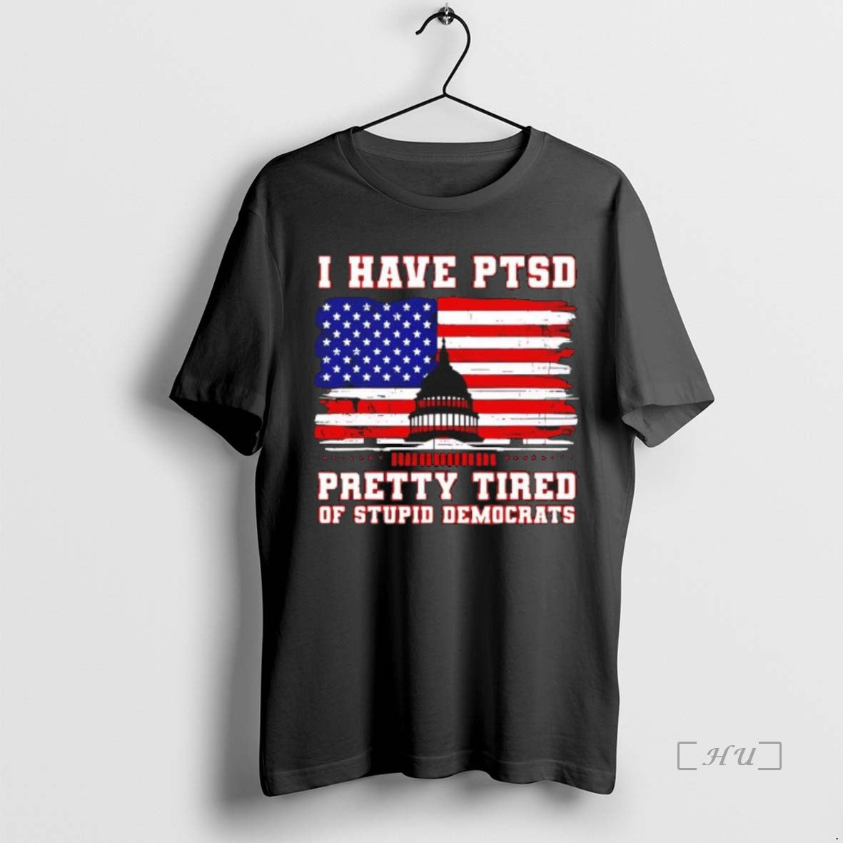 Officials I Have Ptsd Pretty Tired Of Stupid Democrat Retro America Flag Black Premium Shirt Hoodie Sweatshirt