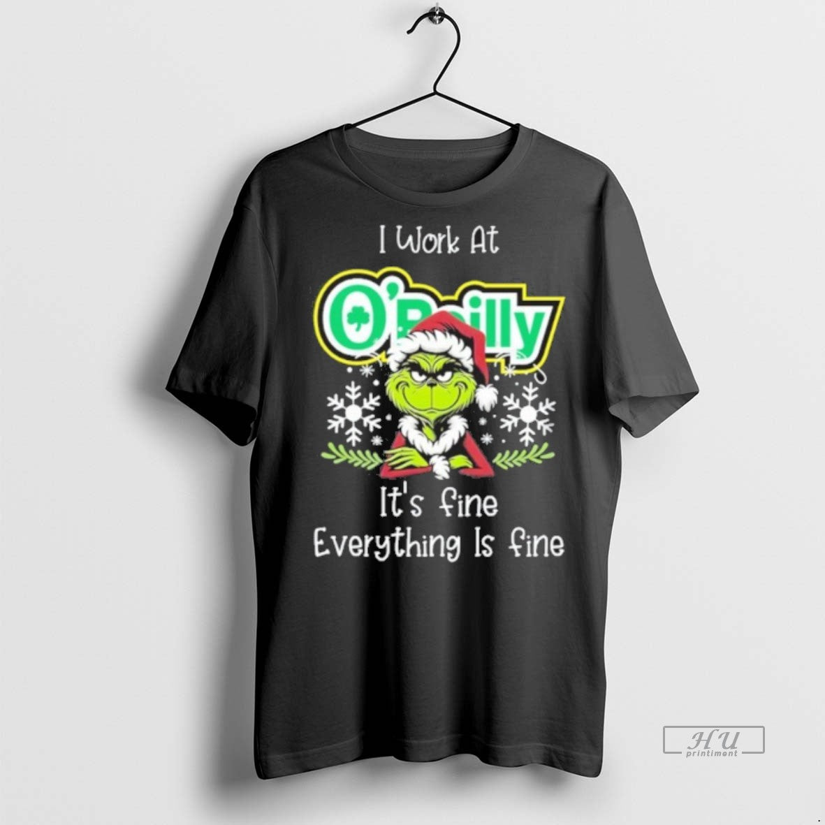 Officials I Work At Santa Grinch X Oreilly Auto Parts Its Fine Everything Is Fine Shirt Hoodie Sweatshirt | PurePodTees.com
