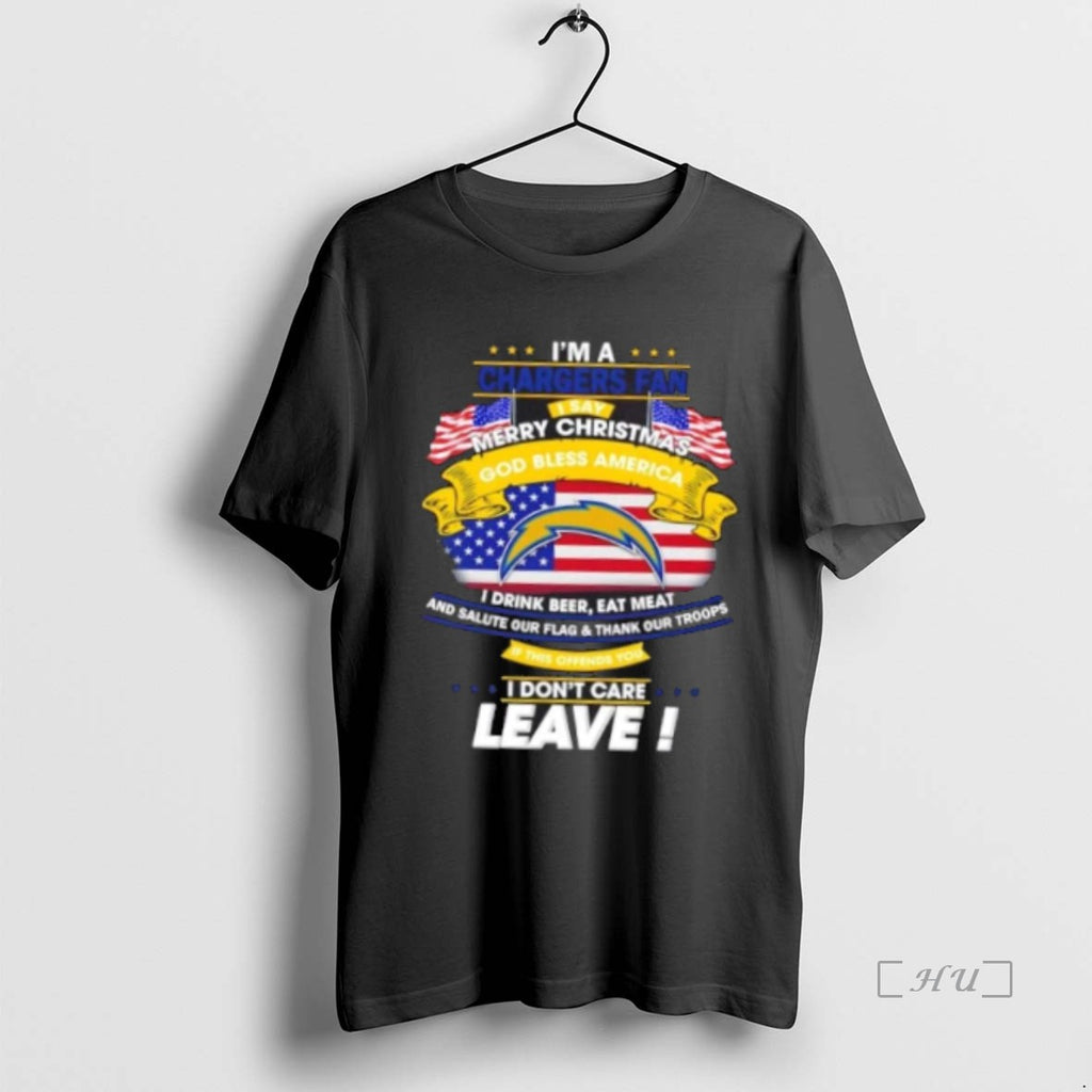 Officials Im A Los Angeles Chargers Fan I Say Merry Christmas God Bless America Shirt Hoodie Sweatshirt | PurePodTees.com