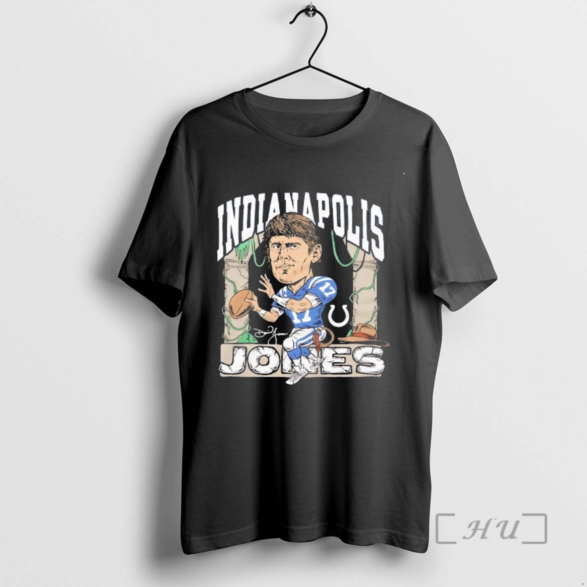 Officials Indianapolis Colts Daniel Jones Signature Caricature Shirt Hoodie Sweatshirt | PurePodTees.com