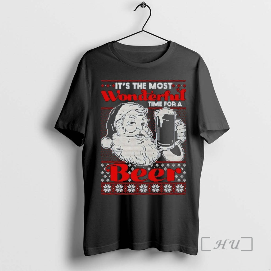 Officials Its The Most Wonderful Time For A Beer Santa Ugly Christmas Premium T Shirts Hoodie Sweatshirt | PurePodTees.com