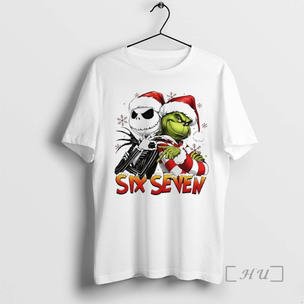 Officials Jack Skellington And Grinch Funny Six Seven Meme Christmas Shirt Hoodie Sweatshirt | PurePodTees.com