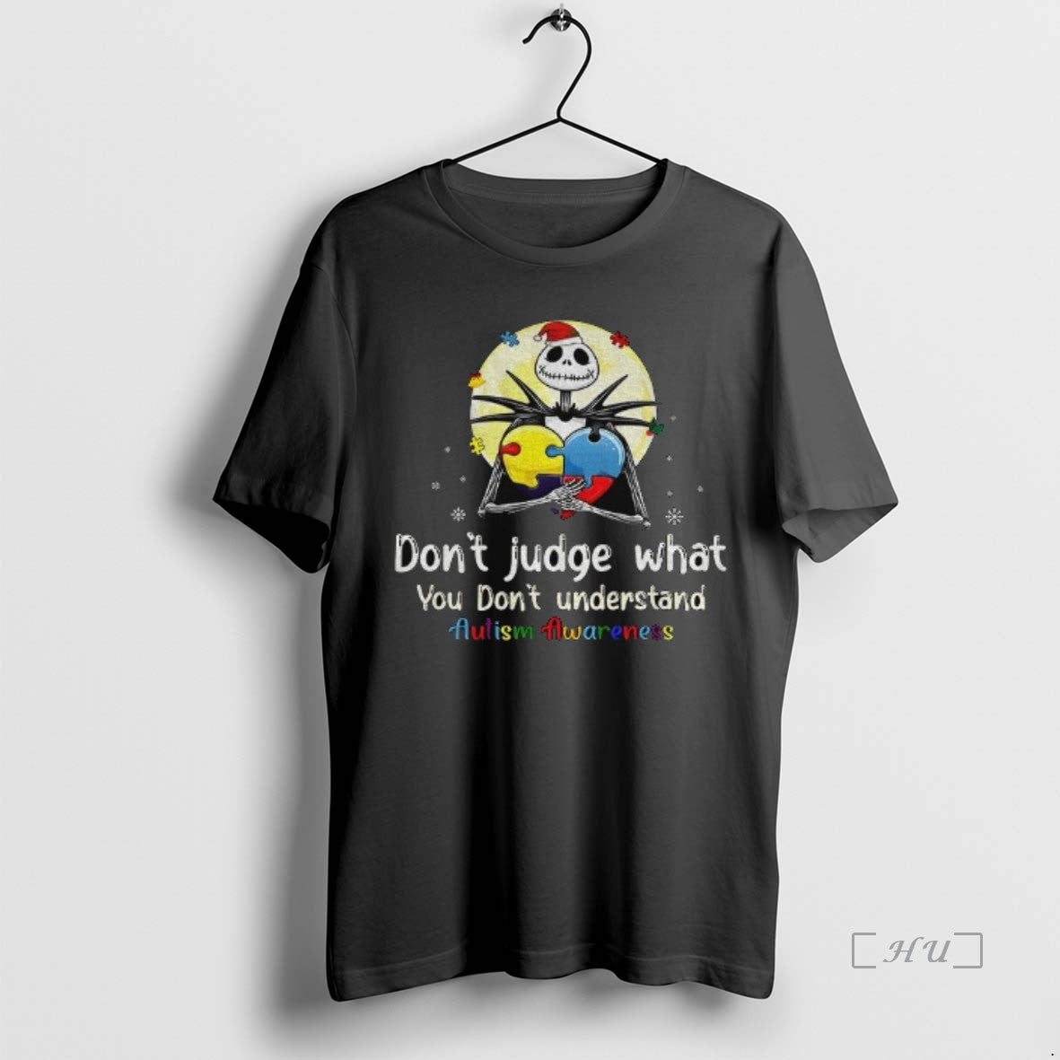 Officials Jack Skellington Santa Hat Dont Judge What You Dont Understand Autism Awareness Merry Christmas Shirt Hoodie...