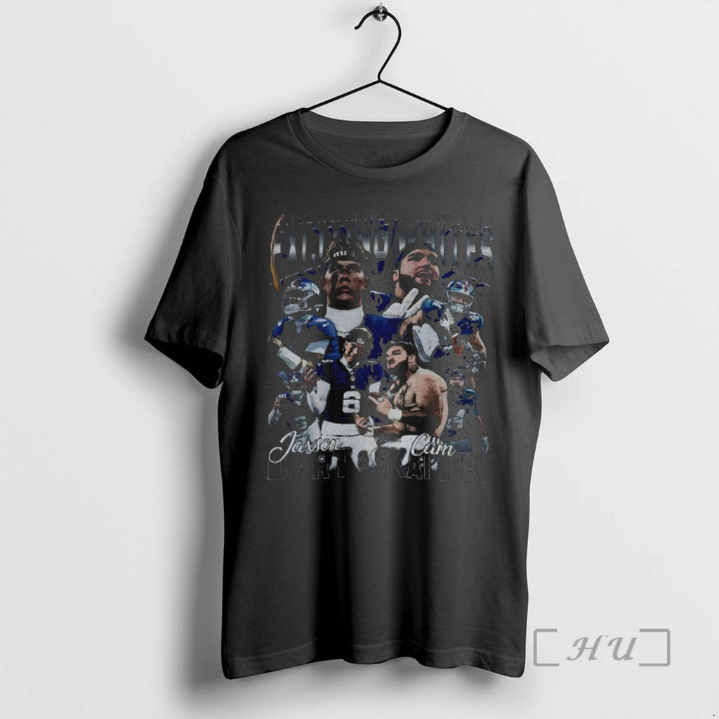 Officials Jaxson Dart And Cam Skattebo Step Exciting White New York Football Retro Premium Shirt Hoodie Sweatshirt