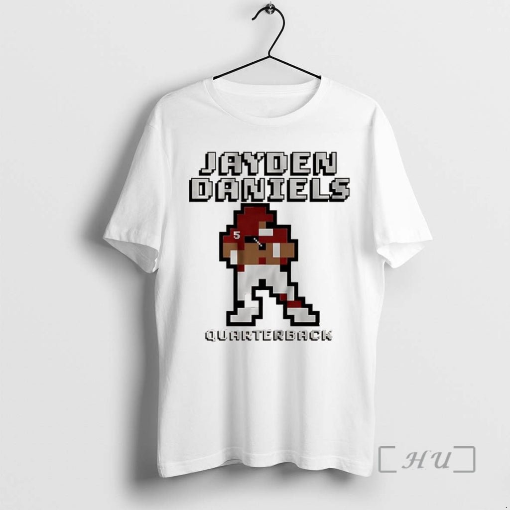 Officials Jayden Daniels Washington Commanders Football Retro Baller 8 Bit T Shirt Sweater