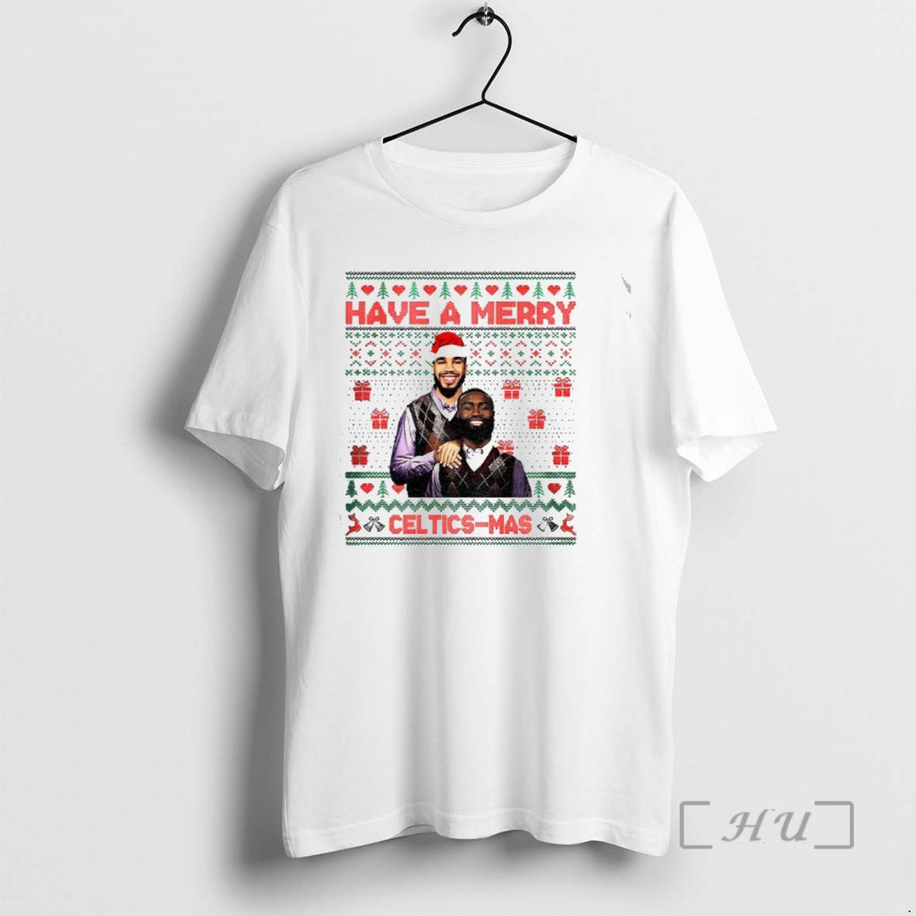 Officials Jayson Tatum Jaylen Brown Boston Basketball Have A Merry Celtics Mas Premium T Shirts Hoodie Sweatshirt
