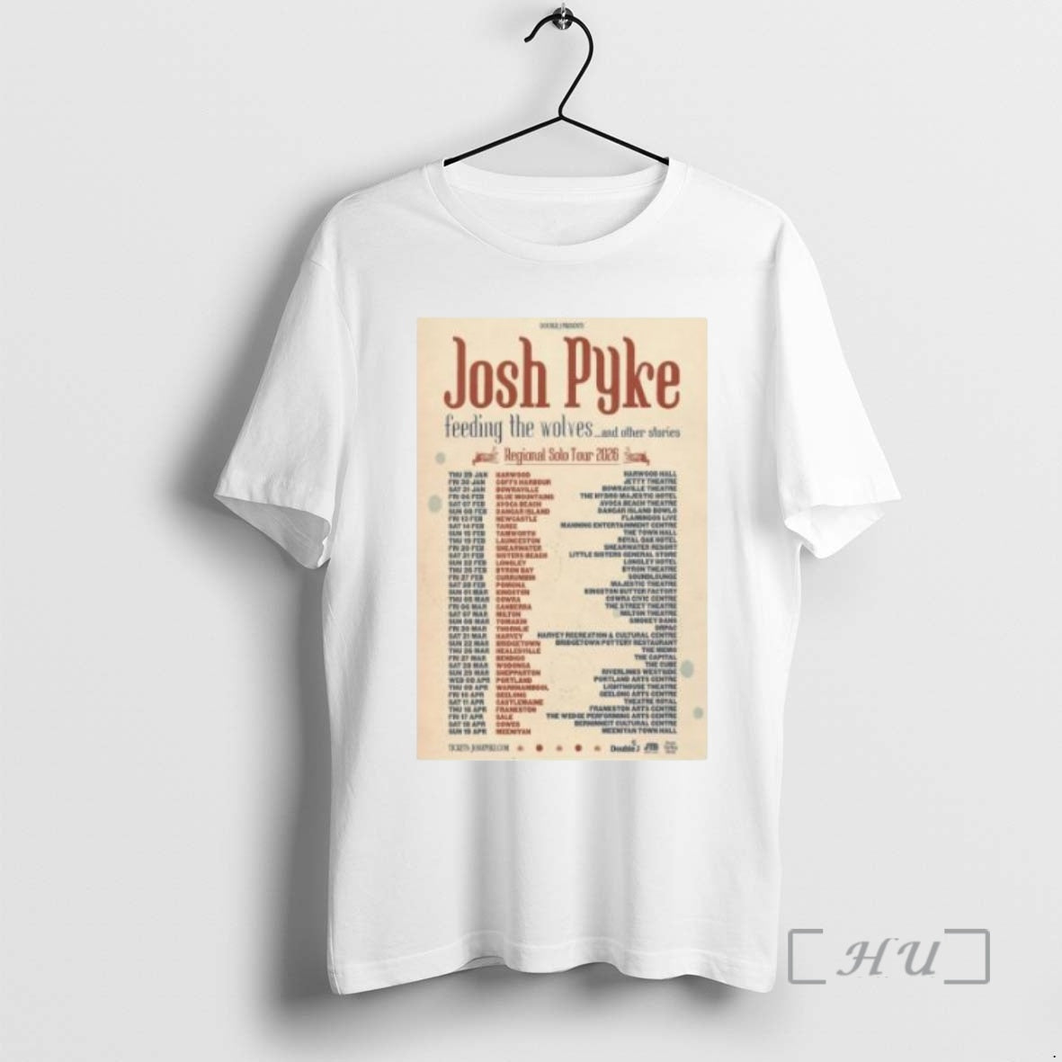 Officials Josh Pyke Regional Solo Tour 2026 Circle White Shirt Hoodie Sweatshirt | PurePodTees.com