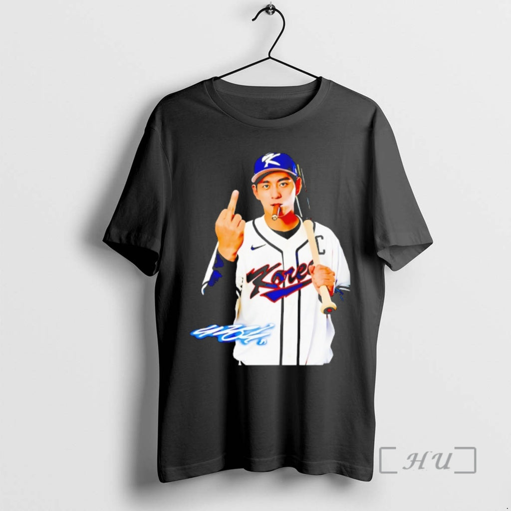 Officials Jung Hoo Lee Smoking And Middle Finger Korea World Baseball 2026 Premium T Shirts