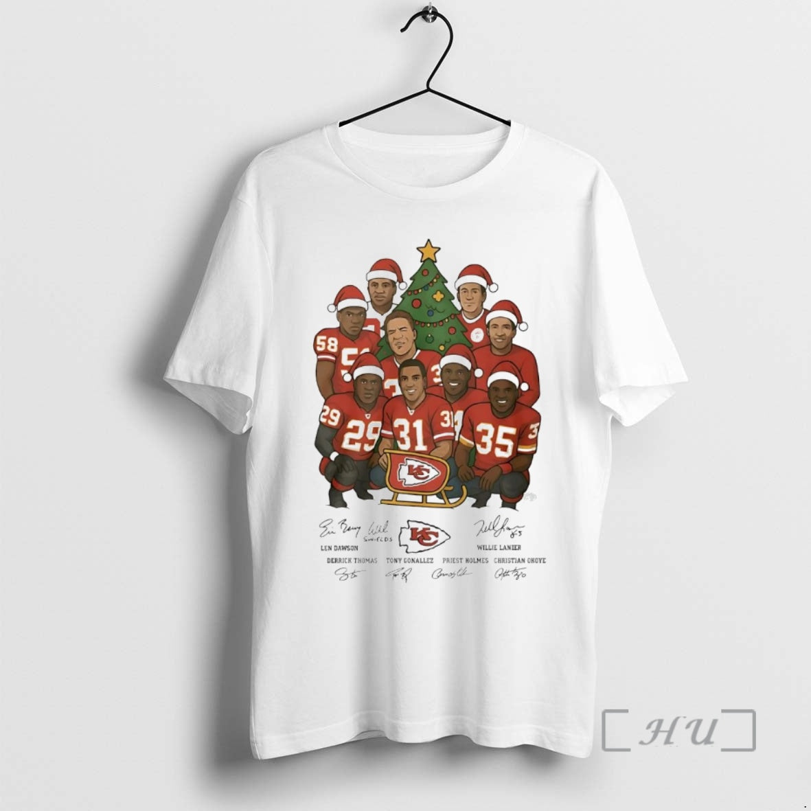 Officials Kansas City Chiefs Signatures Under Christmas Tree Shirt Hoodie Sweatshirt | PurePodTees.com