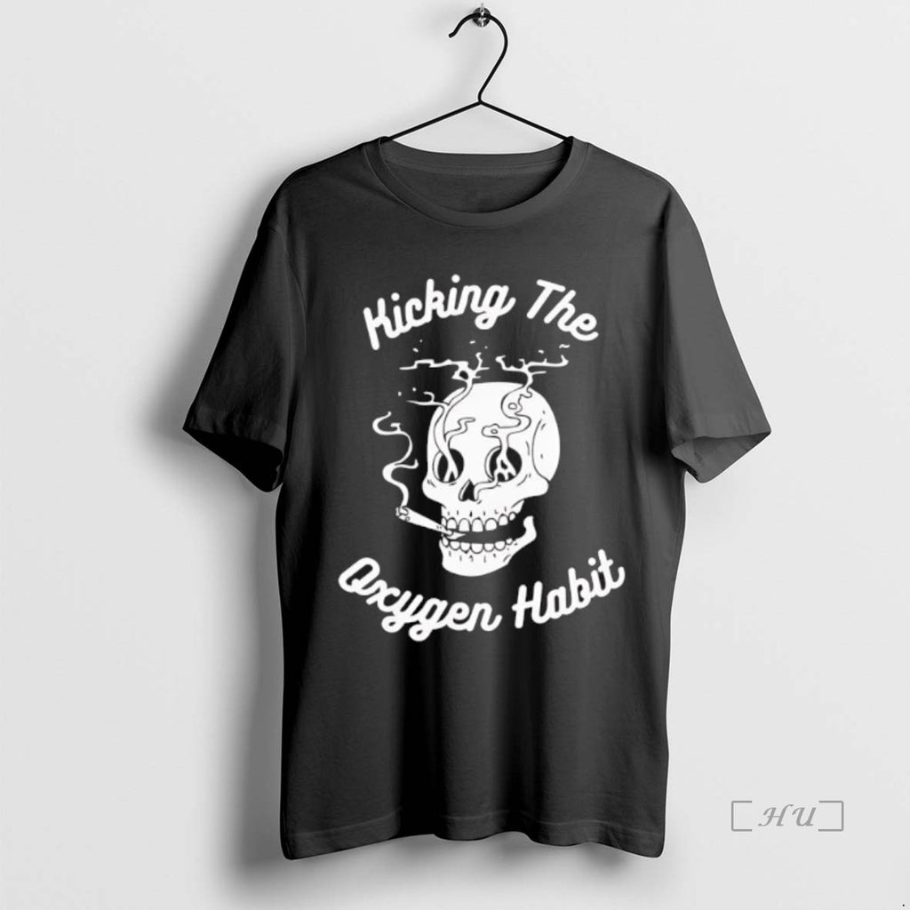 Officials Kicking The Oxygen Habit Skull Smoking Black Shirt Hoodie Sweatshirt | PurePodTees.com