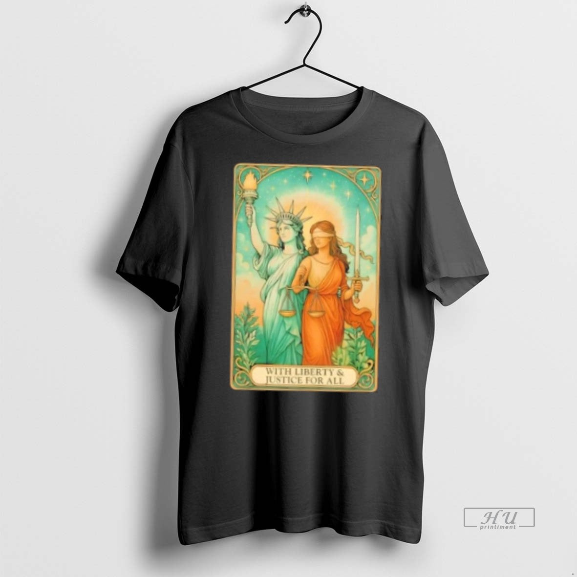 Officials Liberty Of Statue With Liberty And Justice For All Tarot Card Premium Shirt Hoodie Sweatshirt | PurePodTees.com