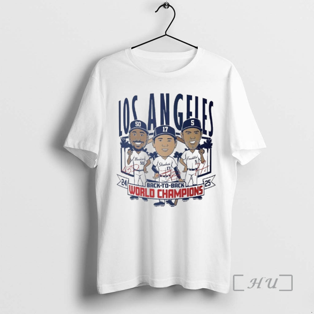 Officials Los Angeles Baseball Back To Back World Champs Caricatures Shirt Hoodie Sweatshirt | PurePodTees.com