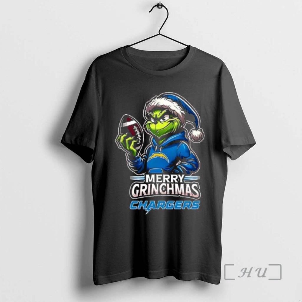 Officials Los Angeles Chargers Merry Grinchmas They Hate Us Because They Aint Us Double Sided Shirt Hoodie Sweatshirt