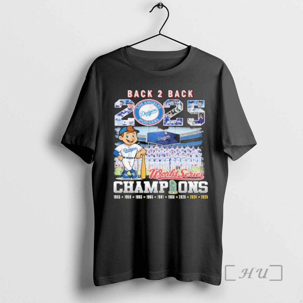 Officials Los Angeles Dodgers 2025 World Series Back 2 Back Champions Mascot Shirt Hoodie Sweatshirt | PurePodTees.com