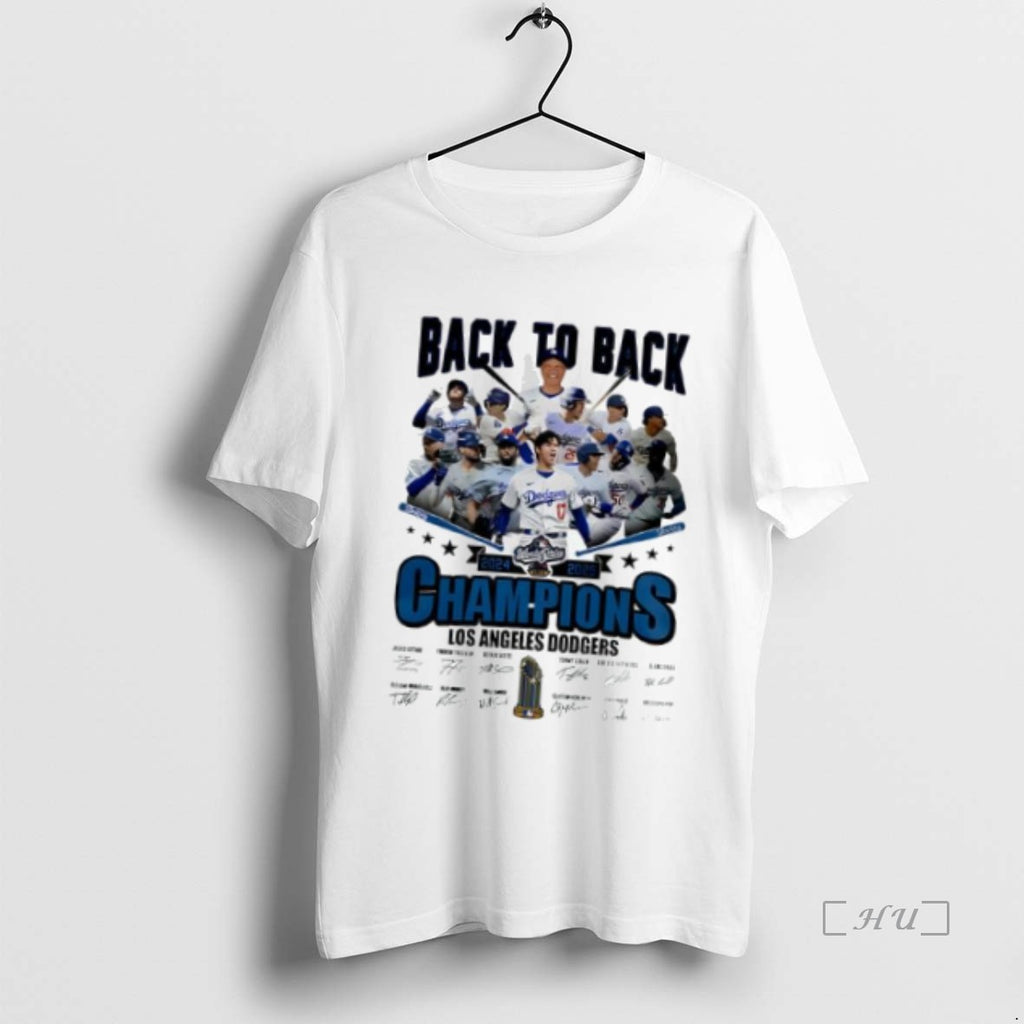 Officials Los Angeles Dodgers 2025 World Series Back To Back Champions Signatures Shirt Hoodie Sweatshirt | PurePodTees.com