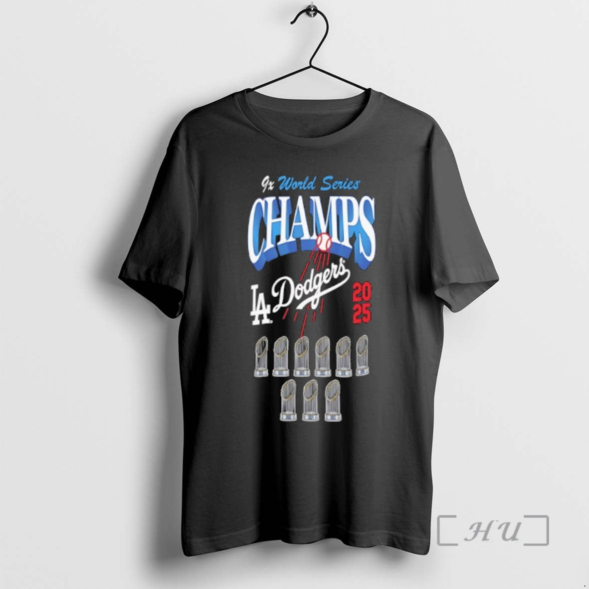 Officials Los Angeles Dodgers 9 Time World Series Champions Trophy Shirt Hoodie Sweatshirt | PurePodTees.com