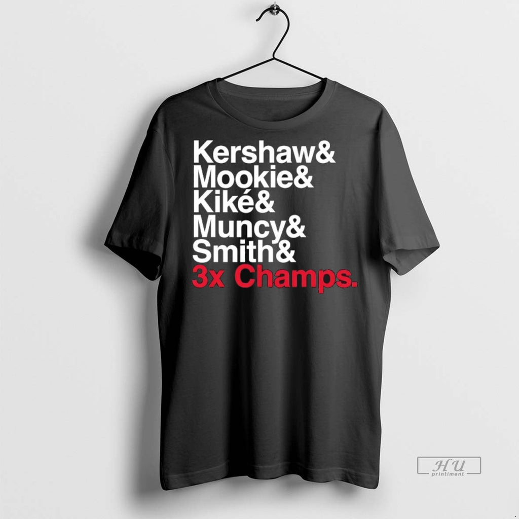 Officials Los Angeles Dodgers Ampersand 3 Time Champs Kershaw And Mookie And Kike And Muncy Shirt Hoodie Sweatshirt