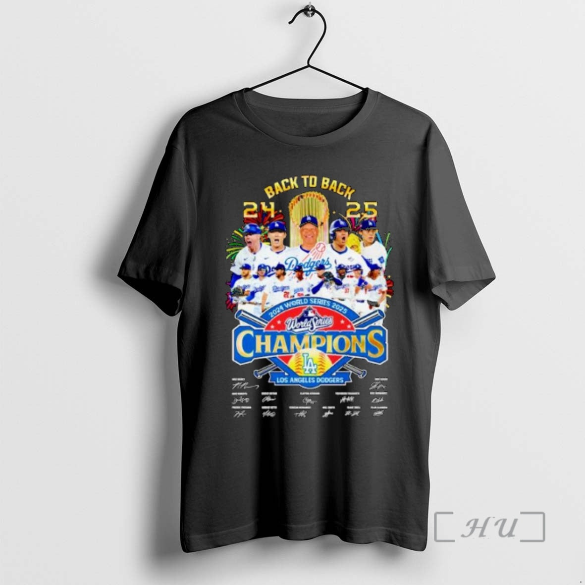 Officials Los Angeles Dodgers Back To Back 2024 2025 World Series Champions Signatures Ornaments Premium Shirt Hoodie...