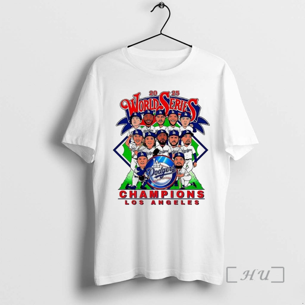 Officials Los Angeles Dodgers Caricature 2025 World Series Champions Shirt Hoodie Sweatshirt | PurePodTees.com