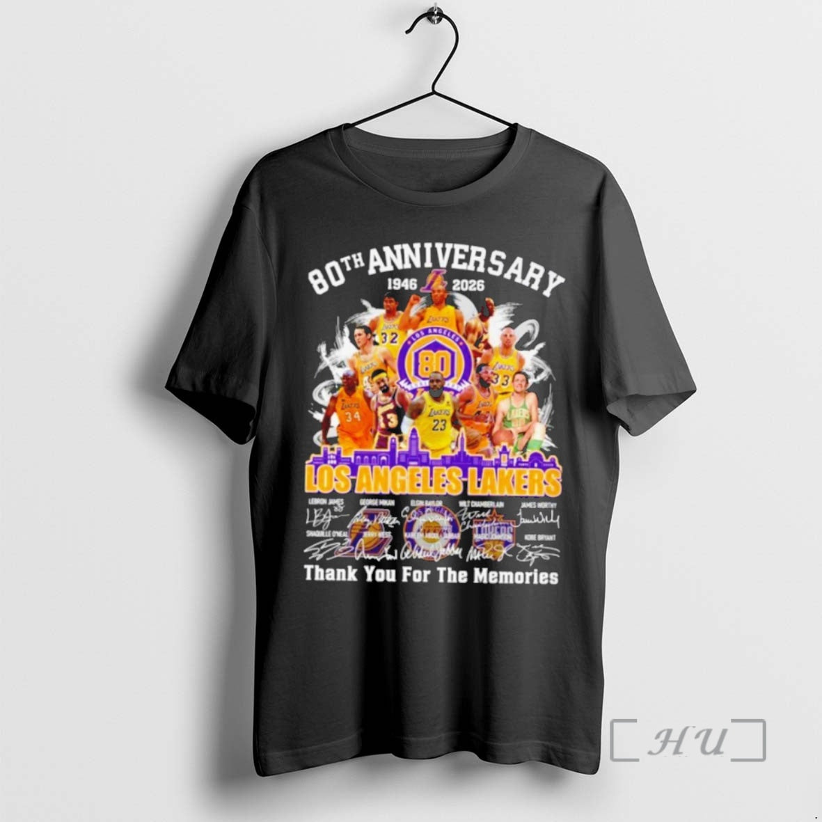 Officials Los Angeles Lakers 80th Anniversary 1946 2026 Thank You For The Memories Signatures Premium Shirt Hoodie Sweatshirt