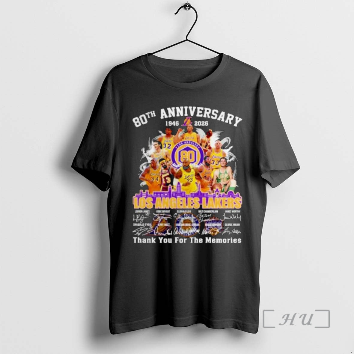 Officials Los Angeles Lakers 80th Anniversary 1947 2026 Thank You For The Memories Signatures Ornaments Shirt Hoodie...