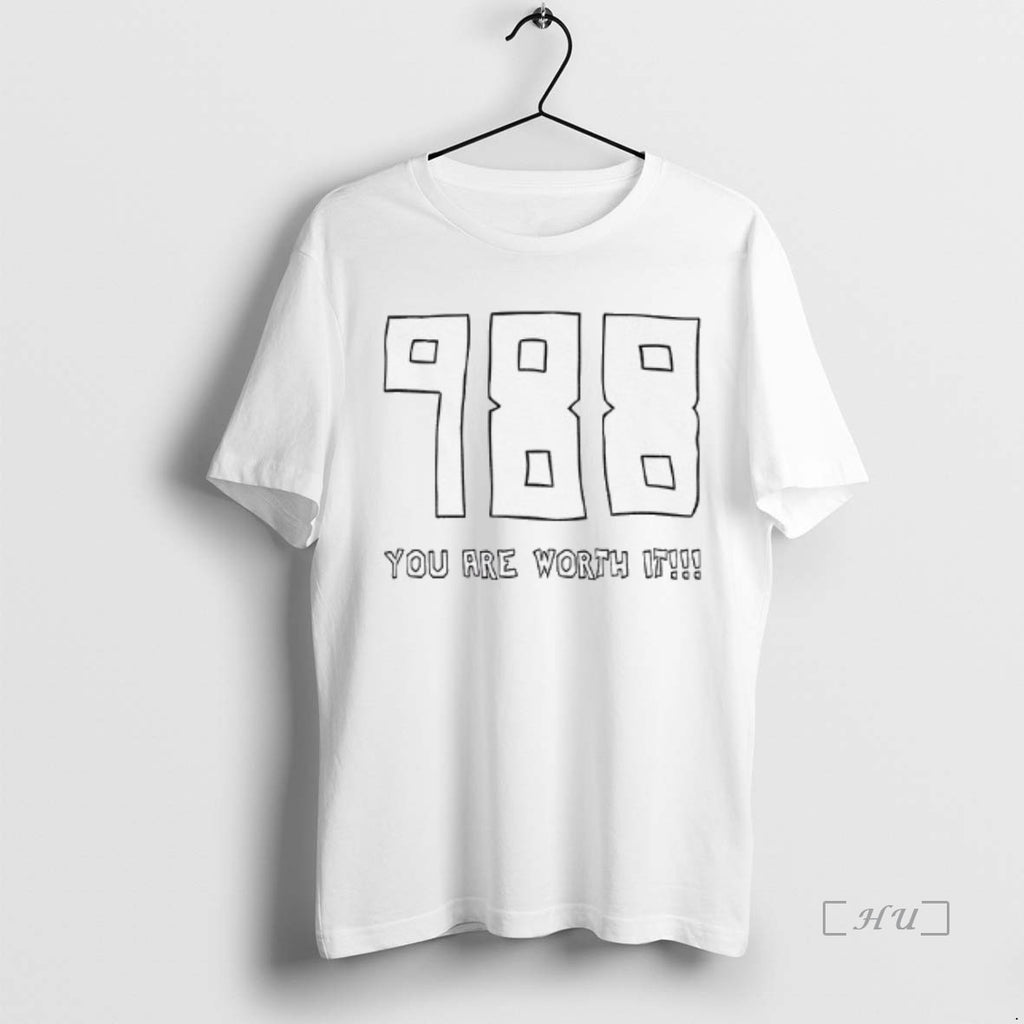 Officials Mack Hollins Wearing 988 You Are Worth It Shirt Hoodie Sweatshirt | PurePodTees.com