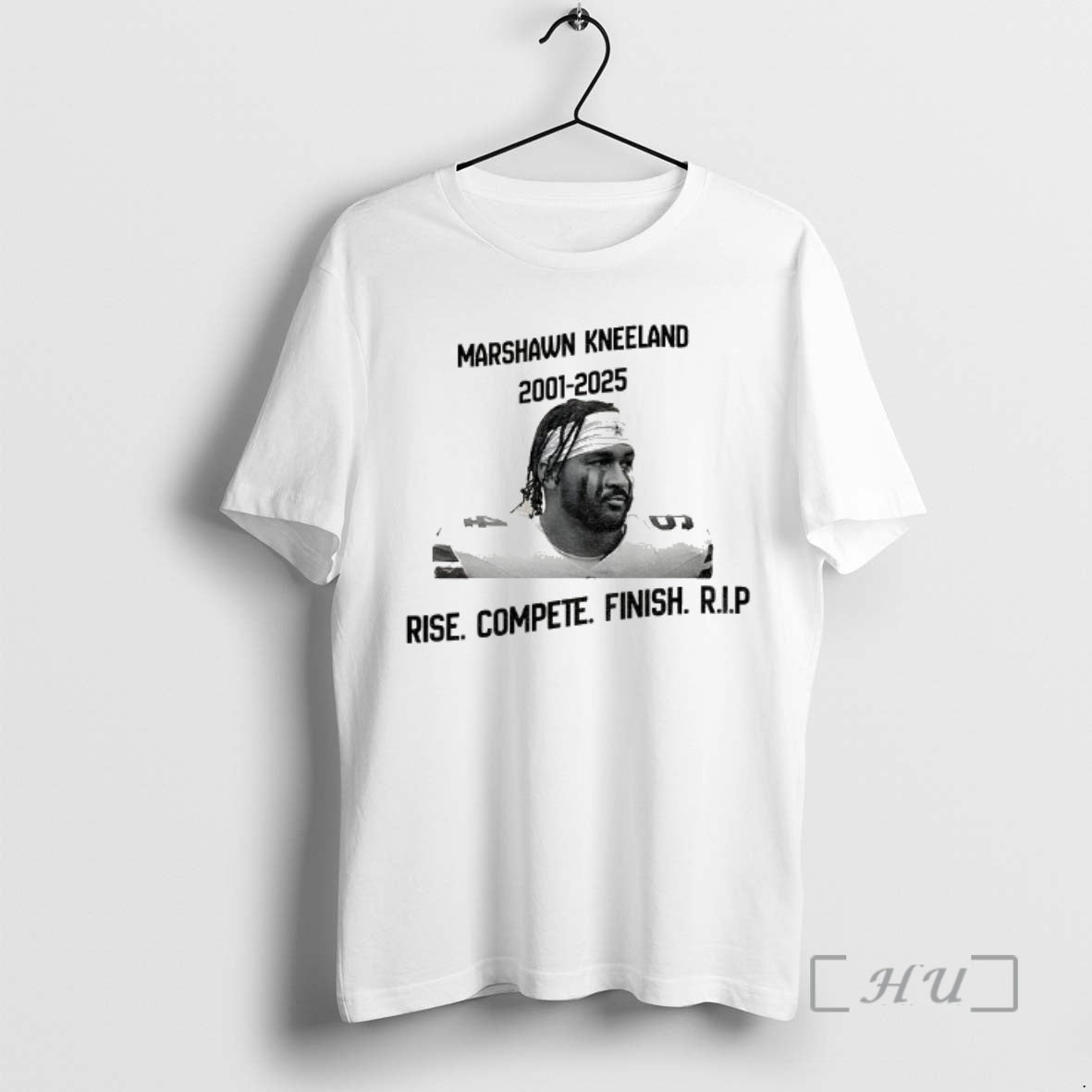 Officials Marshawn Kneeland Football 2001 2025 Rise Compete Finish Rip Shirt Hoodie Sweatshirt | PurePodTees.com