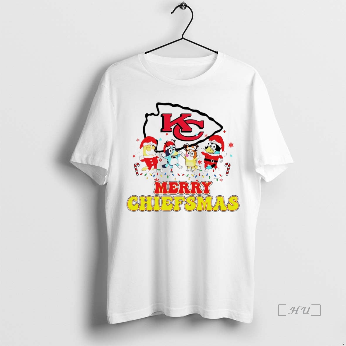 Officials Merry Chiefsmas Kansas City Chiefs Christmas Bluey Cartoon White Shirt Hoodie Sweatshirt | PurePodTees.com