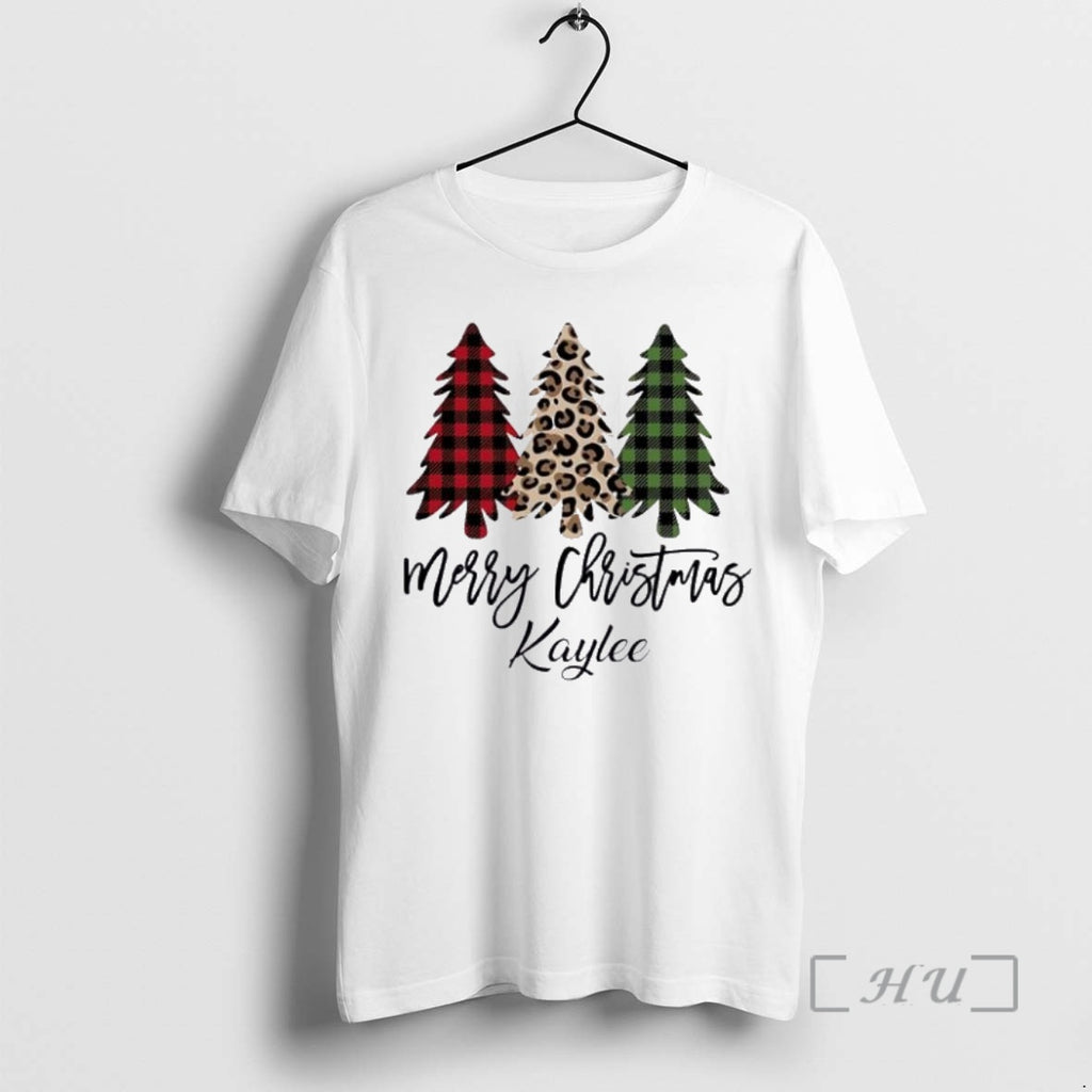 Officials Merry Christmas Leopard Buffalo Plaid Print Personalized Ornaments White Shirt Hoodie Sweatshirt | PurePodTees.com
