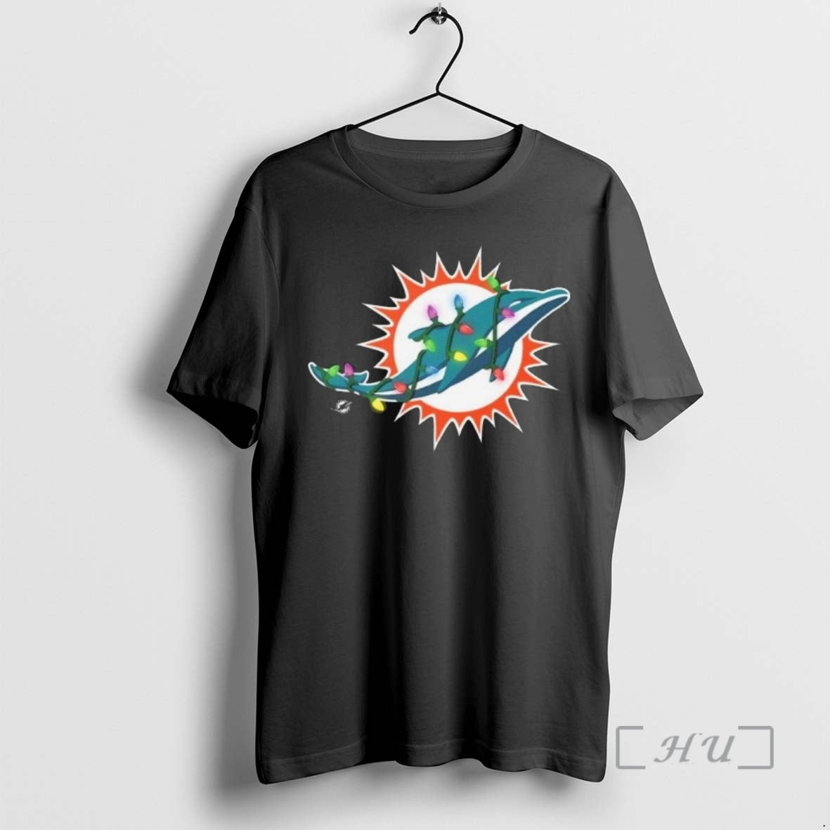 Officials Miami Dolphins Primary Logo Holiday Lights 2025 Shirt Hoodie Sweatshirt | PurePodTees.com