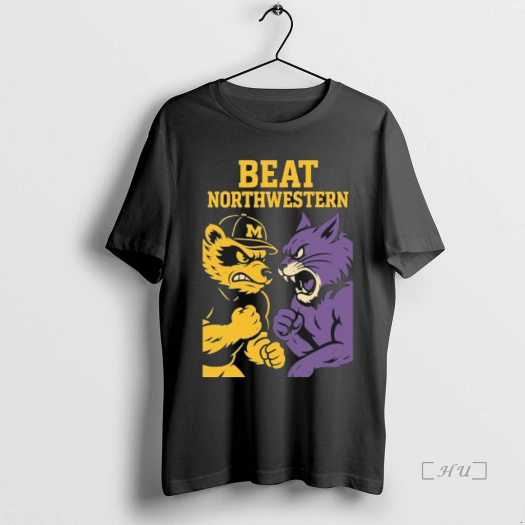 Officials Michigan Wolverine Mascot Beat Northwestern Wildcats 2025 Rivalry Shirt Hoodie Sweatshirt | PurePodTees.com