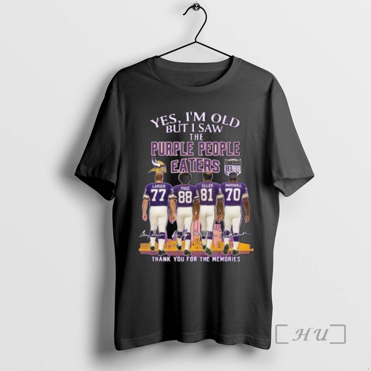 Officials Minnesota Vikings The Purple People Eaters Larsen Pace Eller Marshall 2025 Signatures Circle Black Shirt Hoodie...