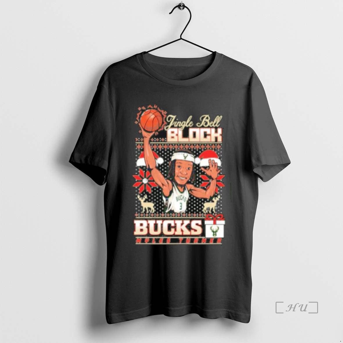 Officials Myles Turner Milwaukee Bucks Jingle Bell Block Christmas Shirt Hoodie Sweatshirt | PurePodTees.com