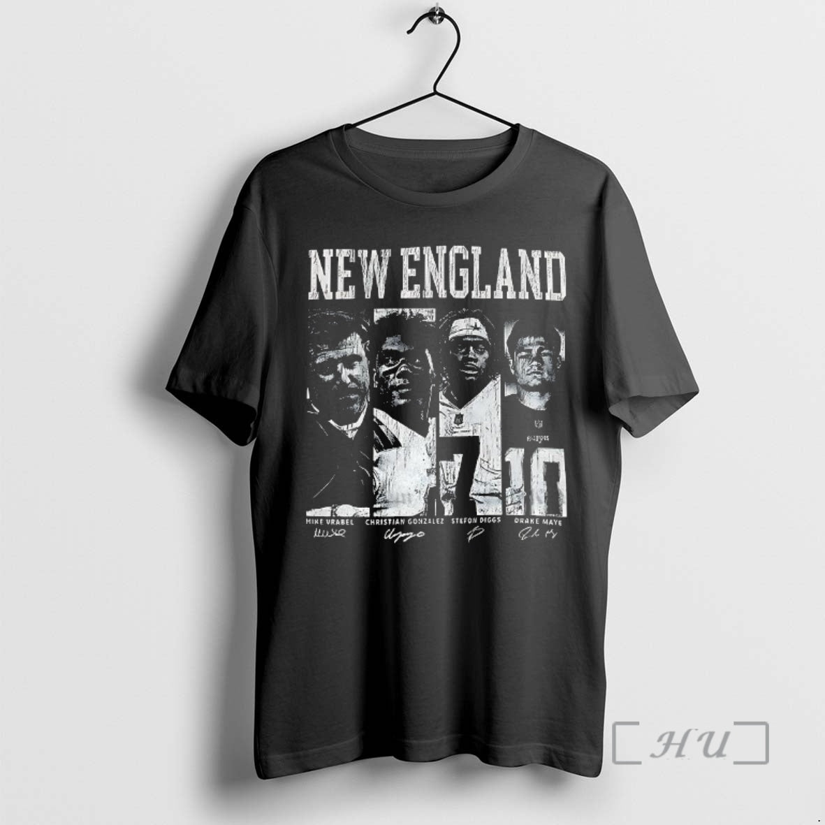 Officials New England Mike Vrabel Christian Gonzalez Stefon Diggs And Drake Maye Signature Premium Shirt Hoodie Sweatshirt