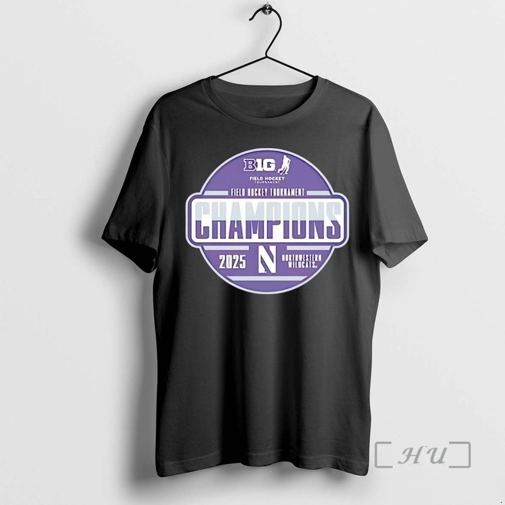 Officials Northwestern Wildcats 2025 Big Ten Field Hockey Tournament Champions Logo Christmas Premium T Shirts Hoodie...
