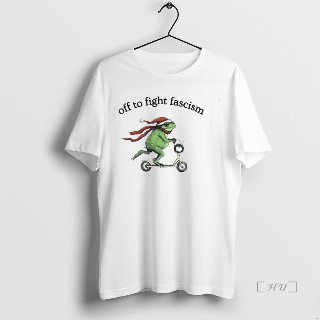 Officials Off To Fight Fascism Santa Frog Meme Liberal Christmas Shirt Hoodie Sweatshirt | PurePodTees.com