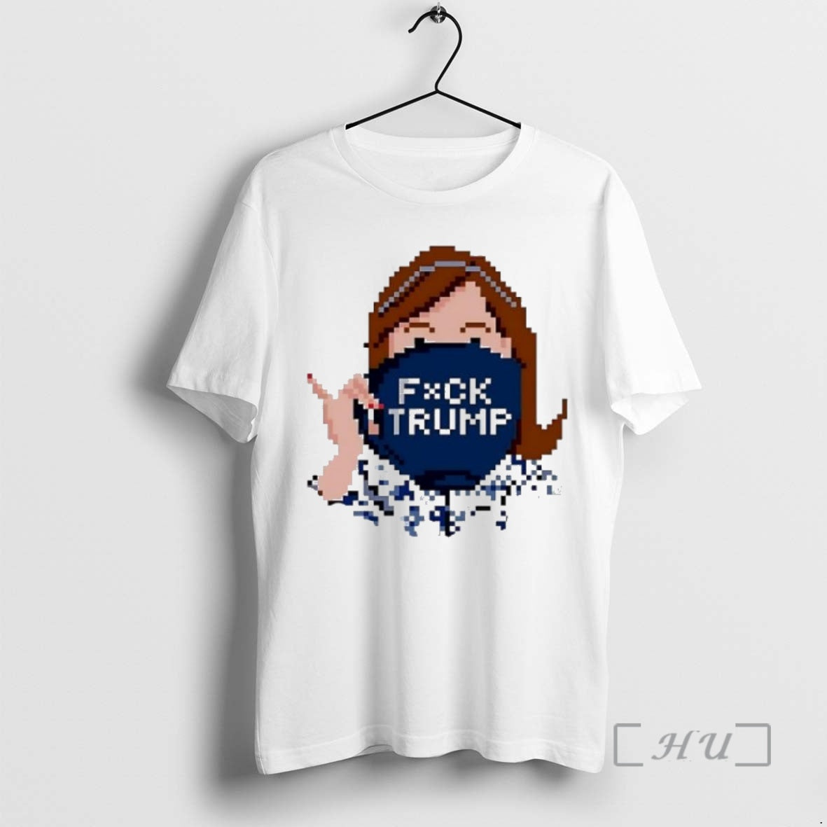 Officials Pixel Woman Covering Mouth Fuck Trump Hat Shirt Hoodie Sweatshirt | PurePodTees.com