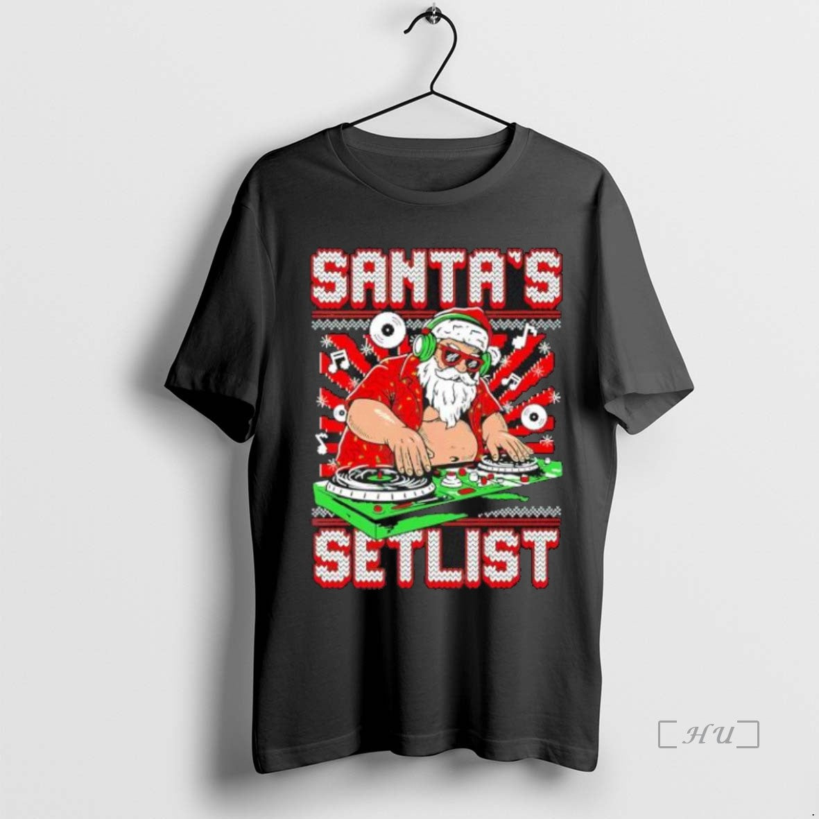 Officials Premium Santas Play Dj Setlist Ugly Black Shirt Hoodie Sweatshirt | PurePodTees.com
