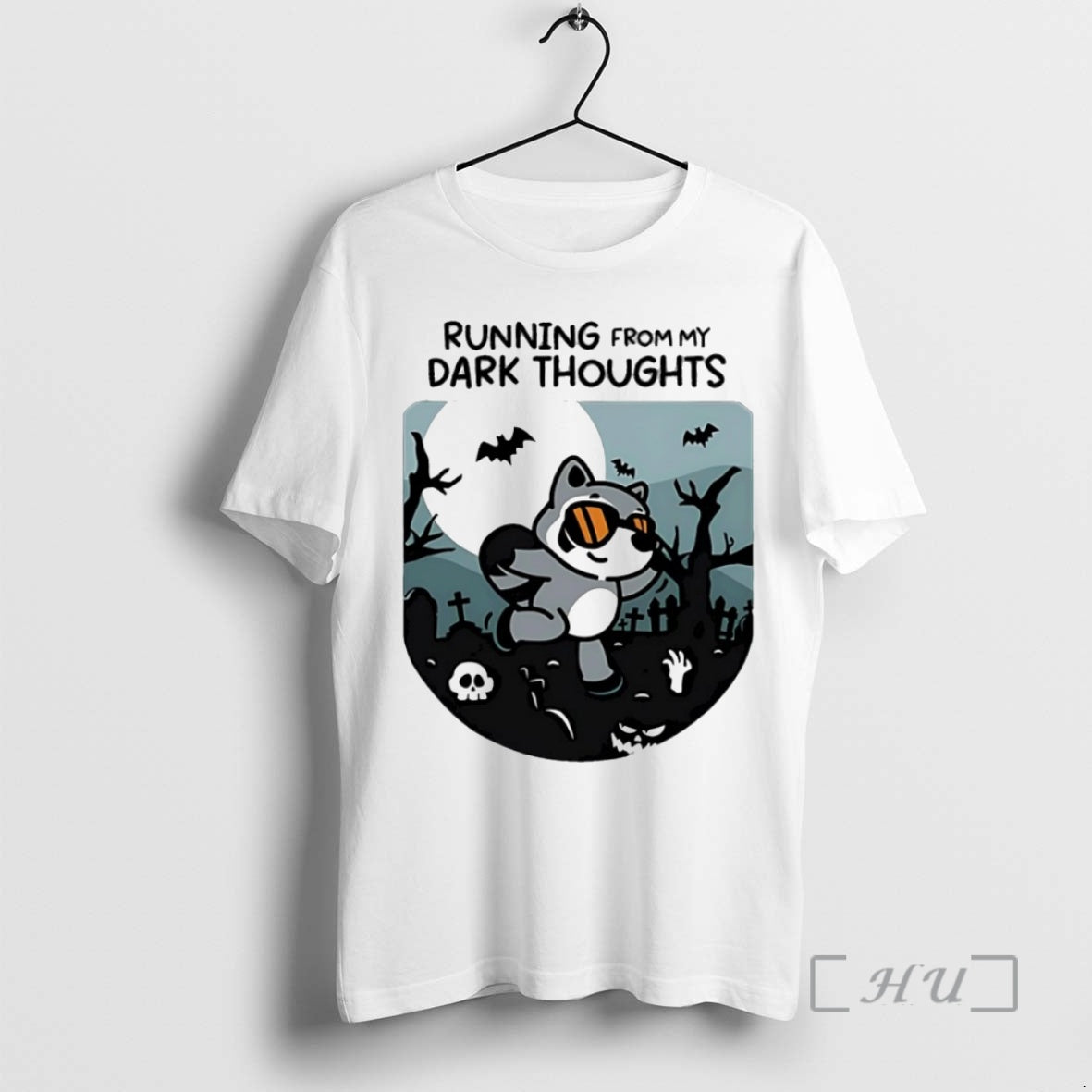 Officials Raccoon Running From My Dark Thoughts Circle Shirt Hoodie Sweatshirt | PurePodTees.com