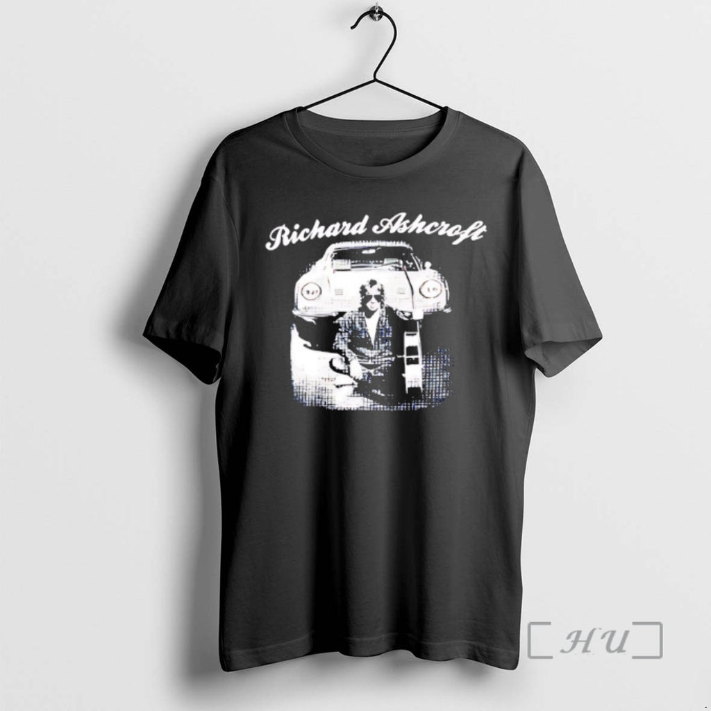 Officials Richard Ashcroft Playing Guitar Behind Car Vintage Shirt Hoodie Sweatshirt | PurePodTees.com