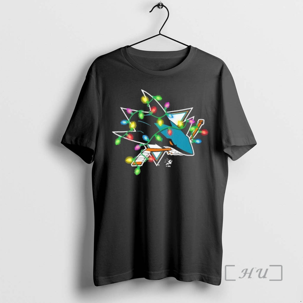 Officials San Jose Sharks Logo Lights Christmas Shirt Hoodie Sweatshirt | PurePodTees.com