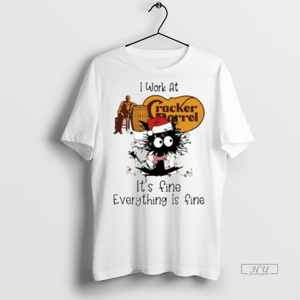 Officials Santa Black Cat Light X Cracker Barrel Logo Its Fine Everything Is Fine Premium Shirt Hoodie Sweatshirt