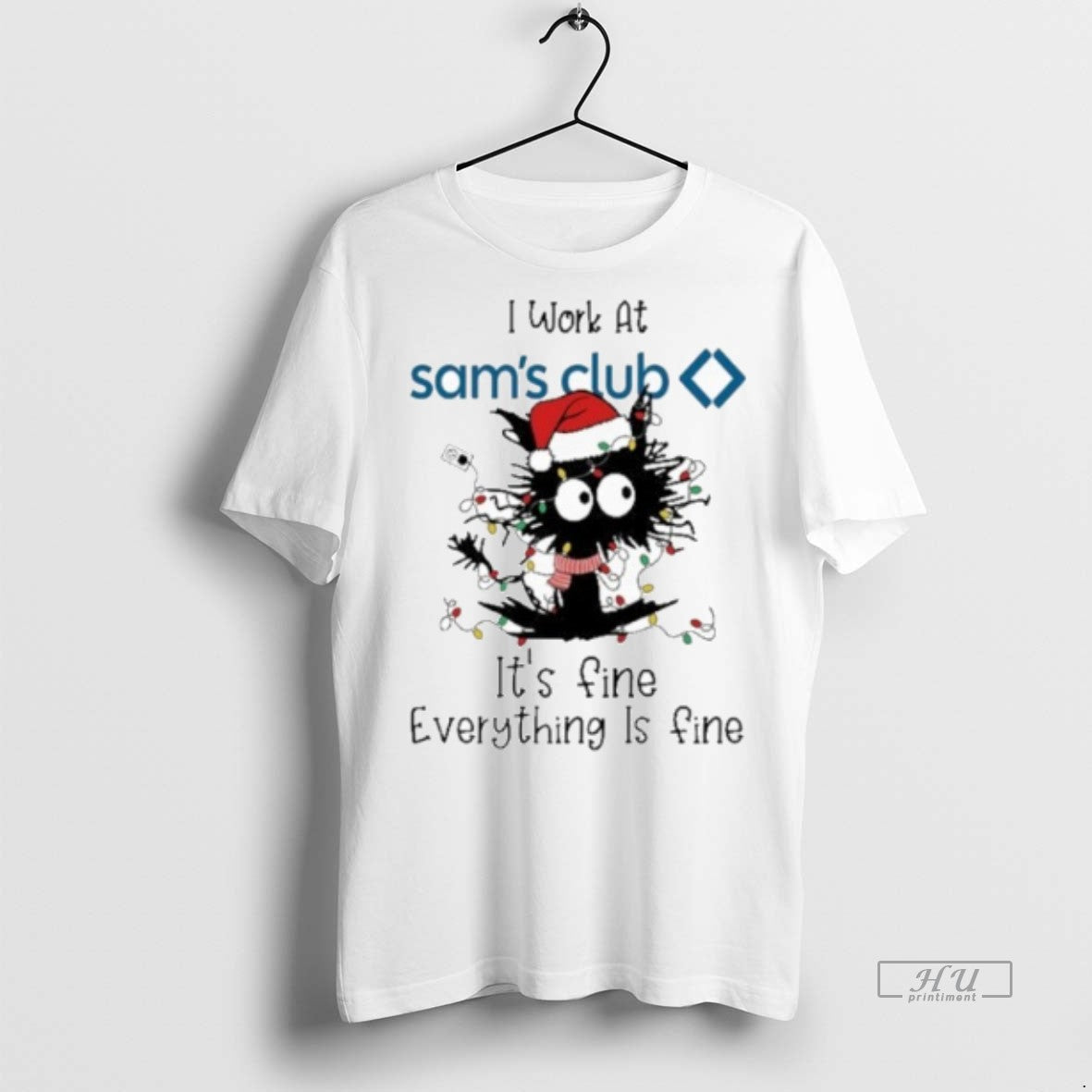 Officials Santa Black Cat Light X Sams Club Logo Its Fine Everything Is Fine Premium Shirt Hoodie Sweatshirt