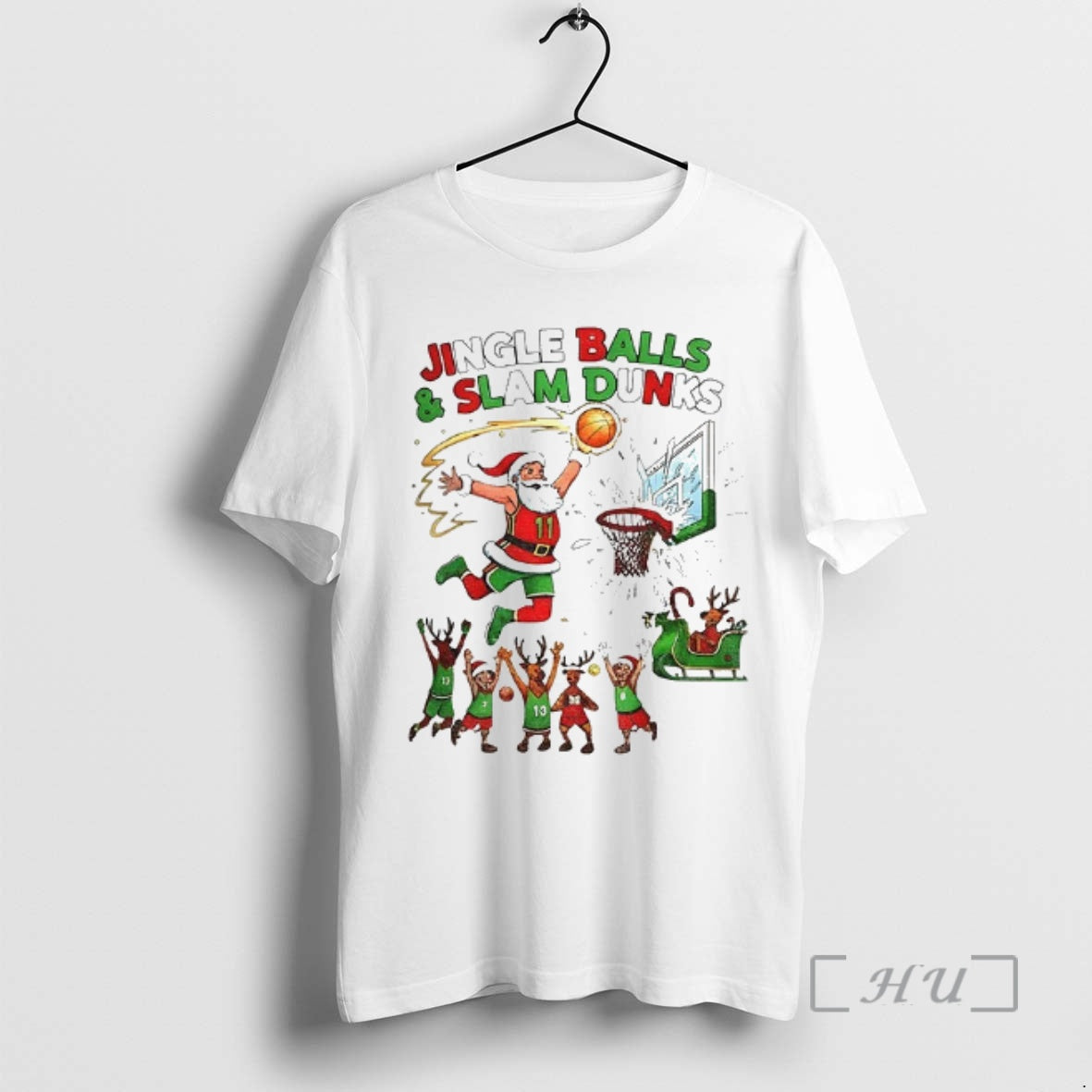Officials Santa Claus Jingle Balls And Slam Dunks Merry Christmas Shirt Hoodie Sweatshirt | PurePodTees.com